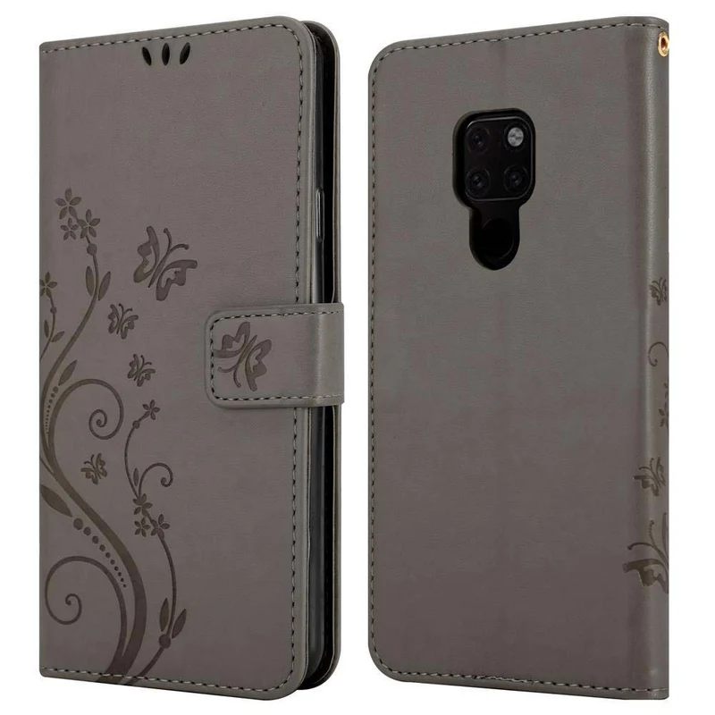 Cadorabo Hülle kompatibel mit Huawei MATE 20 Schutzhülle im Blumen Design mit Magnetverschluss, Standfunktion und Kartenfächern