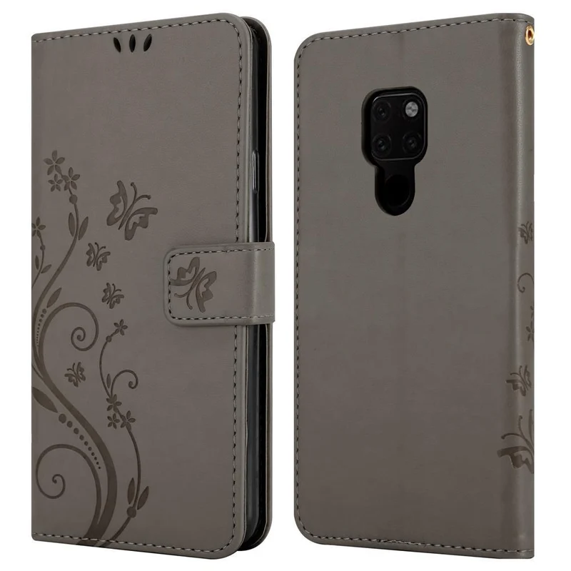 Cadorabo Hülle kompatibel mit Huawei MATE 20 Schutzhülle im Blumen Design mit Magnetverschluss, Standfunktion und Kartenfächern