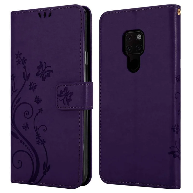 Cadorabo Hülle kompatibel mit Huawei MATE 20 Schutzhülle im Blumen Design mit Magnetverschluss, Standfunktion und Kartenfächern