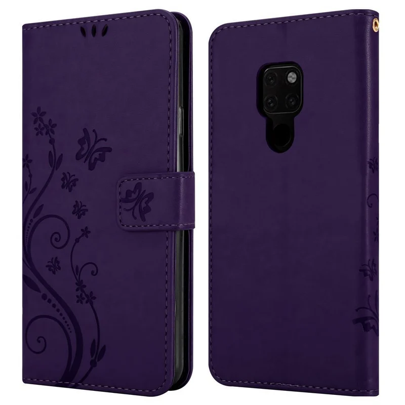 Cadorabo Hülle kompatibel mit Huawei MATE 20 Schutzhülle im Blumen Design mit Magnetverschluss, Standfunktion und Kartenfächern