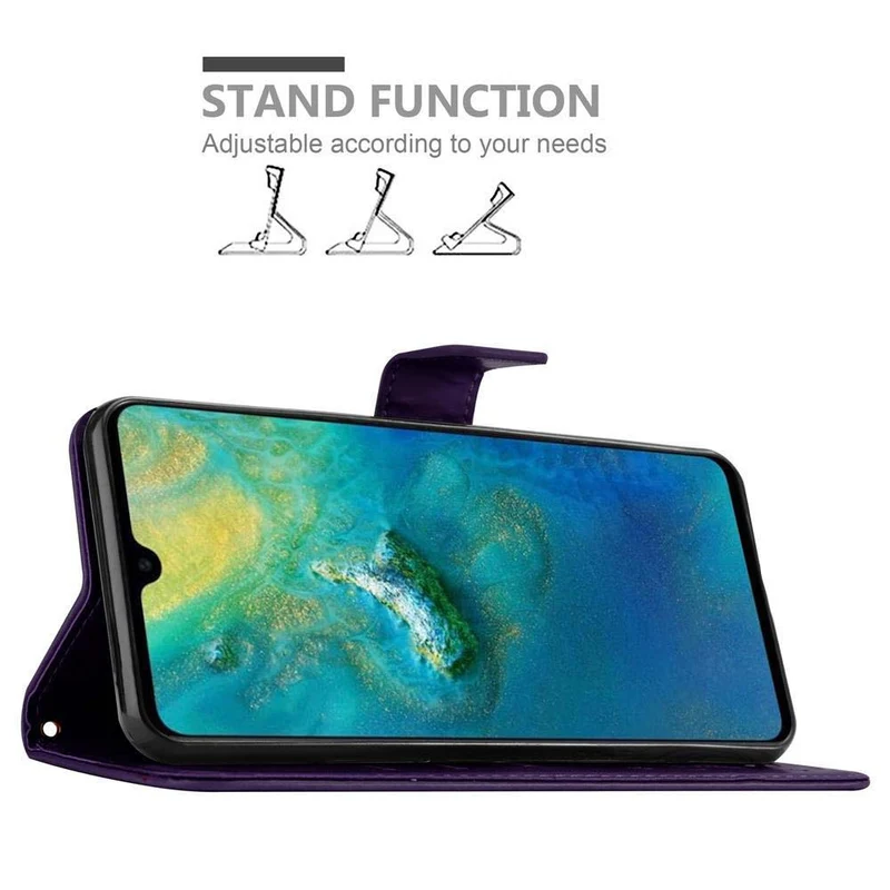 Cadorabo Hülle kompatibel mit Huawei MATE 20 Schutzhülle im Blumen Design mit Magnetverschluss, Standfunktion und Kartenfächern