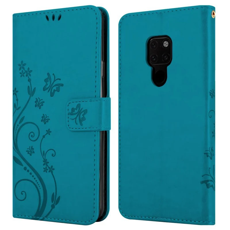 Cadorabo Hülle kompatibel mit Huawei MATE 20 Schutzhülle im Blumen Design mit Magnetverschluss, Standfunktion und Kartenfächern