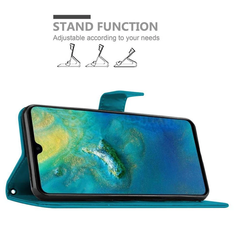 Cadorabo Hülle kompatibel mit Huawei MATE 20 Schutzhülle im Blumen Design mit Magnetverschluss, Standfunktion und Kartenfächern