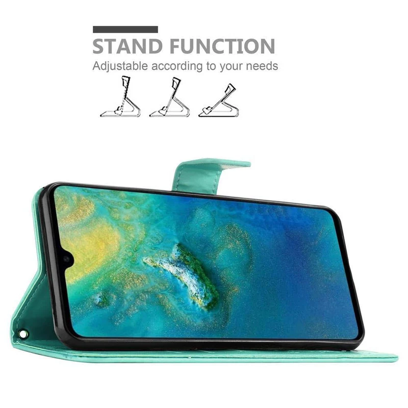 Cadorabo Hülle kompatibel mit Huawei MATE 20 Schutzhülle im Blumen Design mit Magnetverschluss, Standfunktion und Kartenfächern