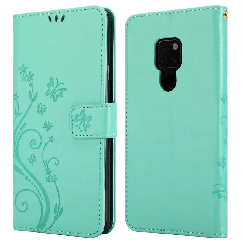 Cadorabo Hülle kompatibel mit Huawei MATE 20 Schutzhülle im Blumen Design mit Magnetverschluss, Standfunktion und Kartenfächern
