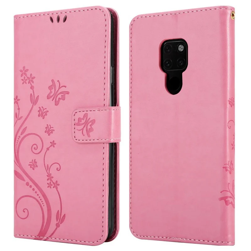 Cadorabo Hülle kompatibel mit Huawei MATE 20 Schutzhülle im Blumen Design mit Magnetverschluss, Standfunktion und Kartenfächern