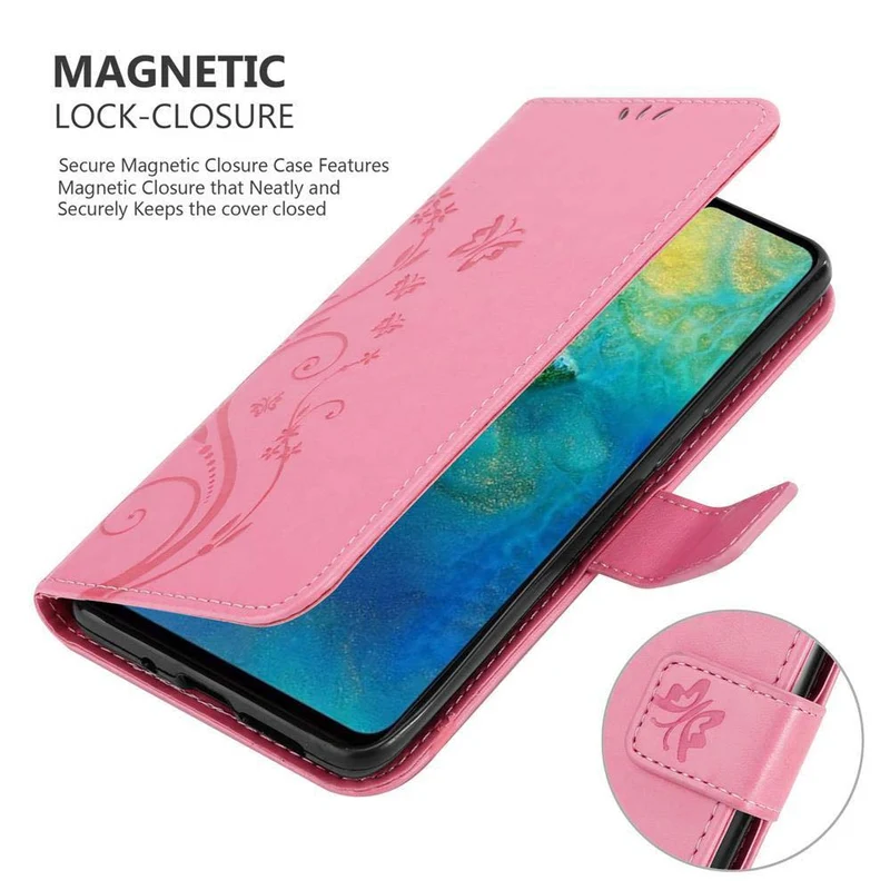Cadorabo Hülle kompatibel mit Huawei MATE 20 Schutzhülle im Blumen Design mit Magnetverschluss, Standfunktion und Kartenfächern