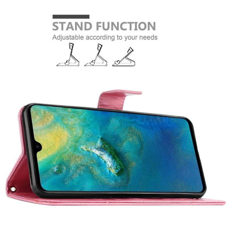 Cadorabo Hülle kompatibel mit Huawei MATE 20 Schutzhülle im Blumen Design mit Magnetverschluss, Standfunktion und Kartenfächern