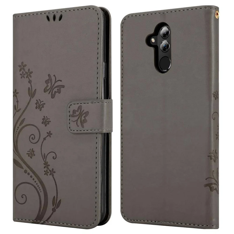 Cadorabo Hülle kompatibel mit Huawei MATE 20 LITE Schutzhülle im Blumen Design mit Magnetverschluss, Standfunktion und Kartenfächern