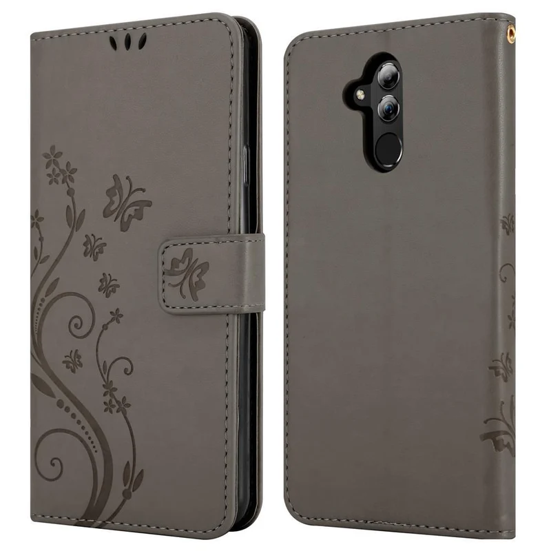 Cadorabo Hülle kompatibel mit Huawei MATE 20 LITE Schutzhülle im Blumen Design mit Magnetverschluss, Standfunktion und Kartenfächern