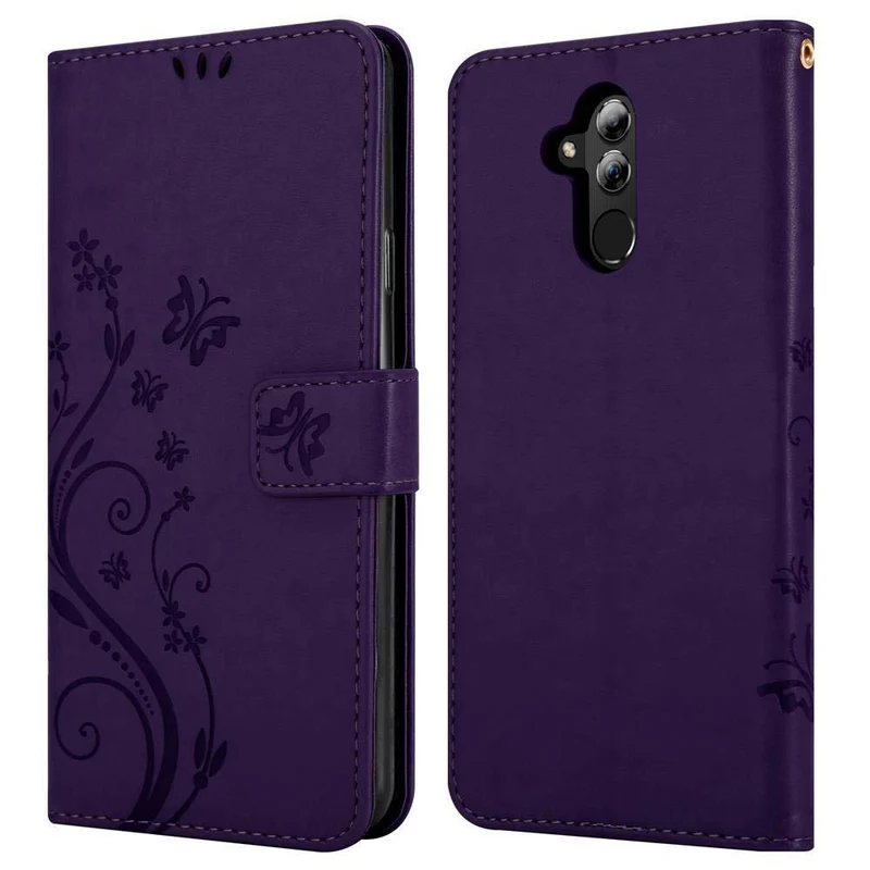 Cadorabo Hülle kompatibel mit Huawei MATE 20 LITE Schutzhülle im Blumen Design mit Magnetverschluss, Standfunktion und Kartenfächern