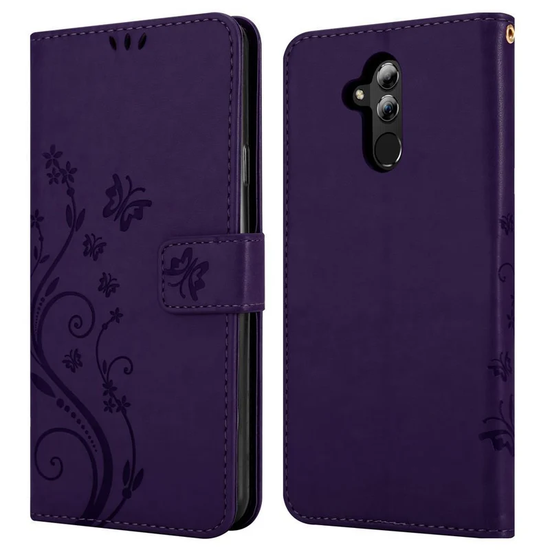 Cadorabo Hülle kompatibel mit Huawei MATE 20 LITE Schutzhülle im Blumen Design mit Magnetverschluss, Standfunktion und Kartenfächern
