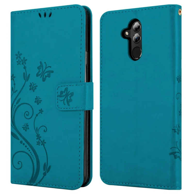 Cadorabo Hülle kompatibel mit Huawei MATE 20 LITE Schutzhülle im Blumen Design mit Magnetverschluss, Standfunktion und Kartenfächern