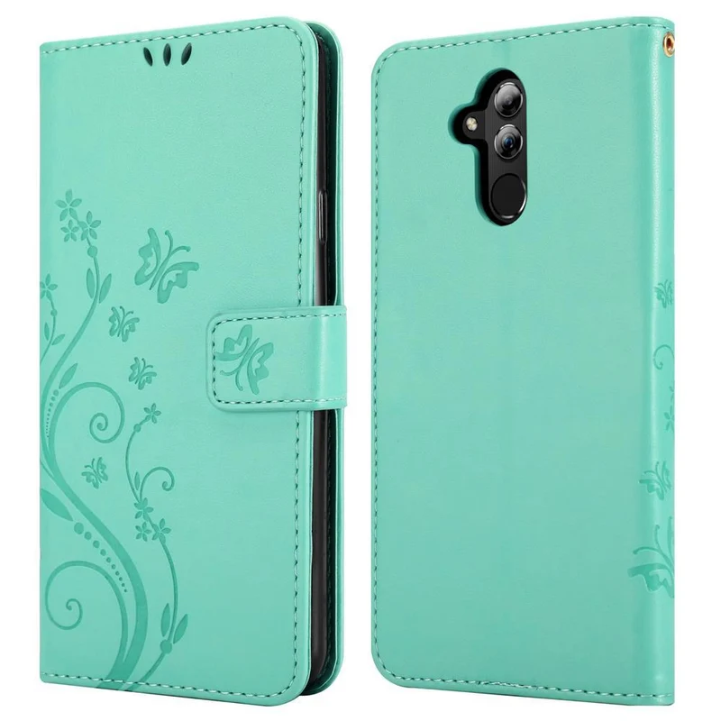 Cadorabo Hülle kompatibel mit Huawei MATE 20 LITE Schutzhülle im Blumen Design mit Magnetverschluss, Standfunktion und Kartenfächern