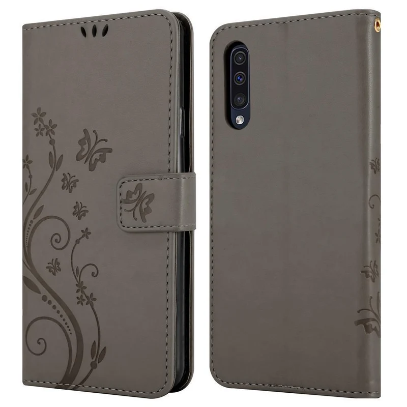 Cadorabo Hülle kompatibel mit Samsung Galaxy A50 4G / A50s / A30s Schutzhülle im Blumen Design mit Magnetverschluss, Standfunktion und Kartenfächern
