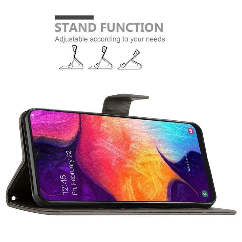 Cadorabo Hülle kompatibel mit Samsung Galaxy A50 4G / A50s / A30s Schutzhülle im Blumen Design mit Magnetverschluss, Standfunktion und Kartenfächern