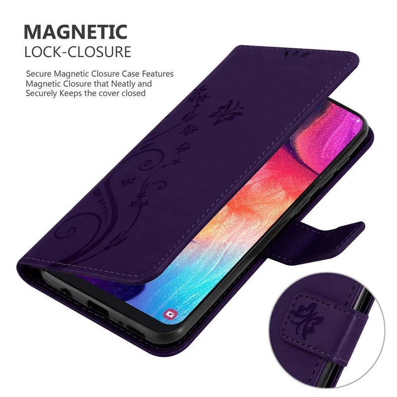 Cadorabo Hülle kompatibel mit Samsung Galaxy A50 4G / A50s / A30s Schutzhülle im Blumen Design mit Magnetverschluss, Standfunktion und Kartenfächern