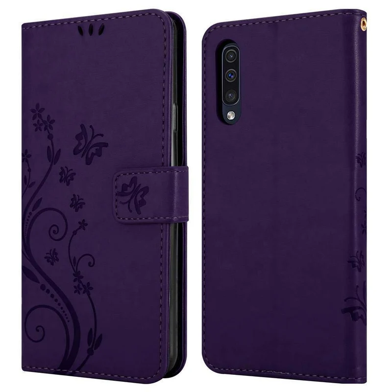 Cadorabo Hülle kompatibel mit Samsung Galaxy A50 4G / A50s / A30s Schutzhülle im Blumen Design mit Magnetverschluss, Standfunktion und Kartenfächern