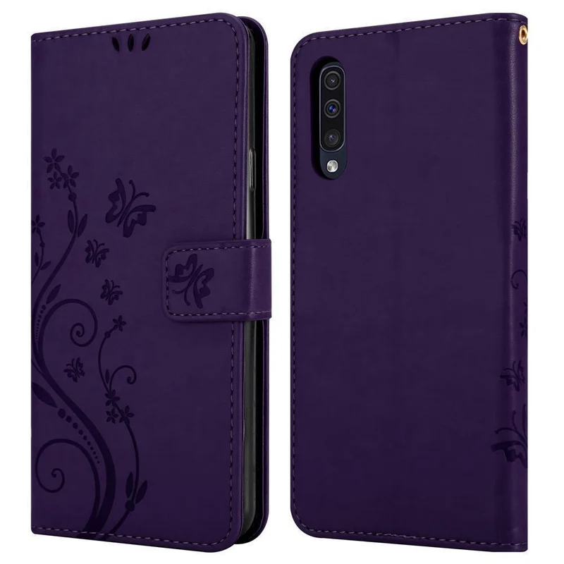 Cadorabo Hülle kompatibel mit Samsung Galaxy A50 4G / A50s / A30s Schutzhülle im Blumen Design mit Magnetverschluss, Standfunktion und Kartenfächern