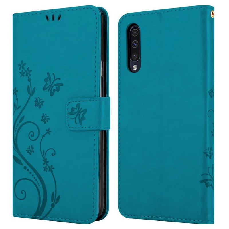 Cadorabo Hülle kompatibel mit Samsung Galaxy A50 4G / A50s / A30s Schutzhülle im Blumen Design mit Magnetverschluss, Standfunktion und Kartenfächern