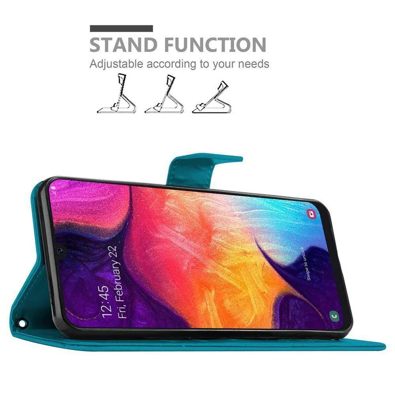 Cadorabo Hülle kompatibel mit Samsung Galaxy A50 4G / A50s / A30s Schutzhülle im Blumen Design mit Magnetverschluss, Standfunktion und Kartenfächern