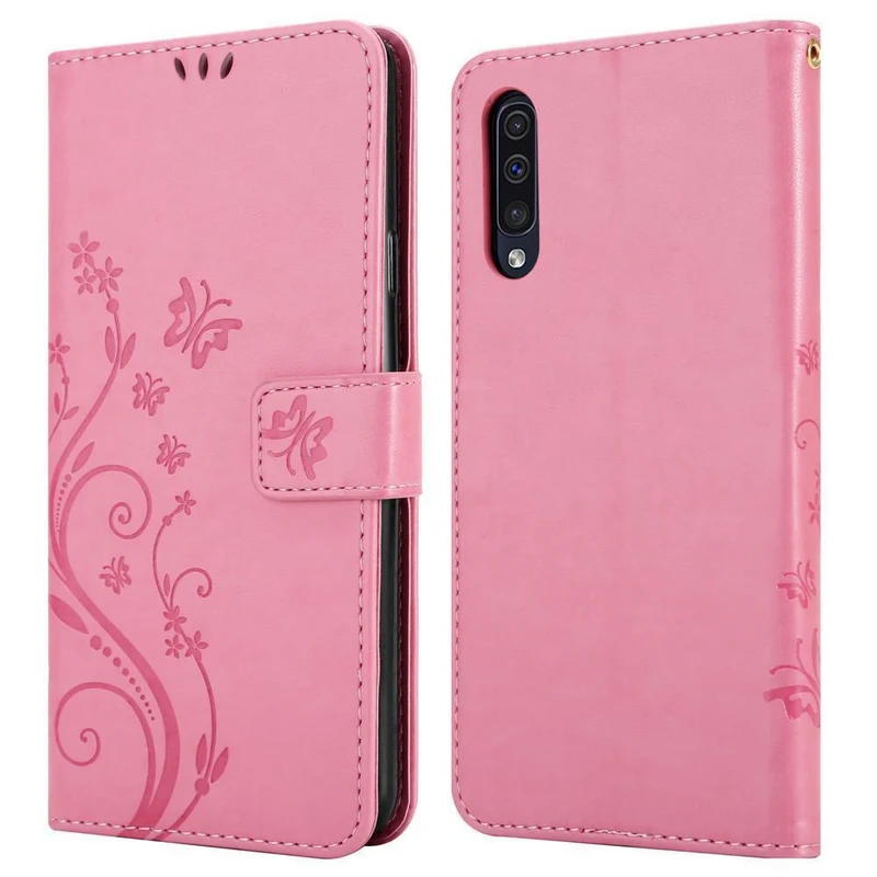 Cadorabo Hülle kompatibel mit Samsung Galaxy A50 4G / A50s / A30s Schutzhülle im Blumen Design mit Magnetverschluss, Standfunktion und Kartenfächern