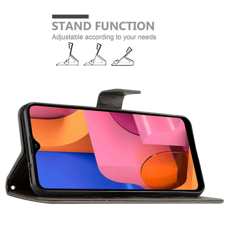 Cadorabo Hülle kompatibel mit Samsung Galaxy A20s Schutzhülle im Blumen Design mit Magnetverschluss, Standfunktion und Kartenfächern