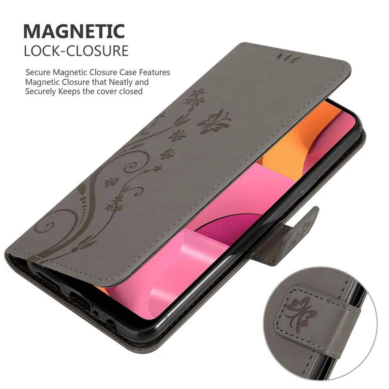 Cadorabo Hülle kompatibel mit Samsung Galaxy A20s Schutzhülle im Blumen Design mit Magnetverschluss, Standfunktion und Kartenfächern