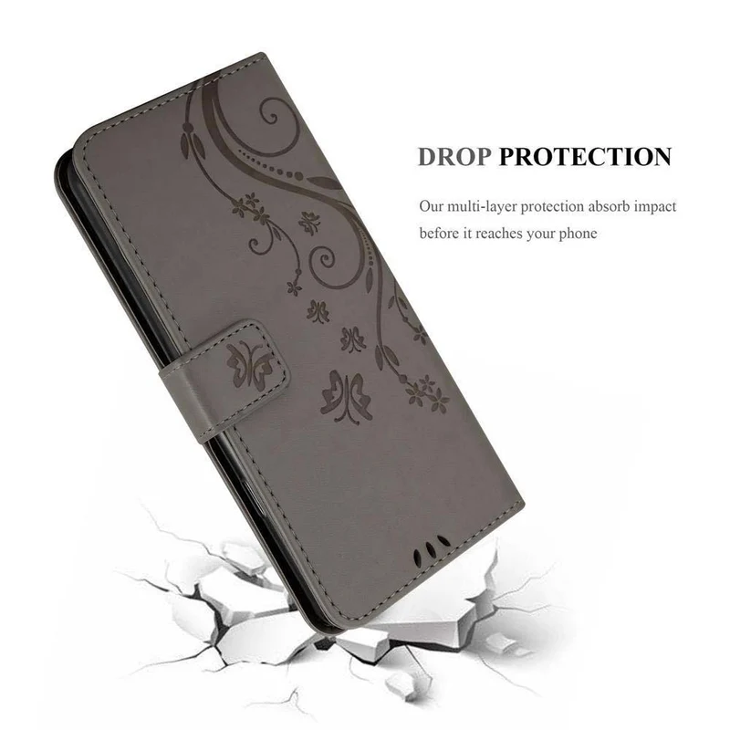 Cadorabo Hülle kompatibel mit Samsung Galaxy A20s Schutzhülle im Blumen Design mit Magnetverschluss, Standfunktion und Kartenfächern