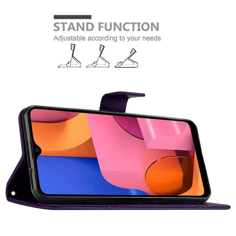 Cadorabo Hülle kompatibel mit Samsung Galaxy A20s Schutzhülle im Blumen Design mit Magnetverschluss, Standfunktion und Kartenfächern