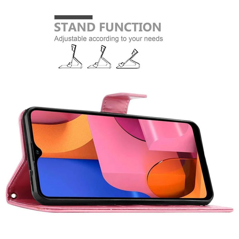 Cadorabo Hülle kompatibel mit Samsung Galaxy A20s Schutzhülle im Blumen Design mit Magnetverschluss, Standfunktion und Kartenfächern