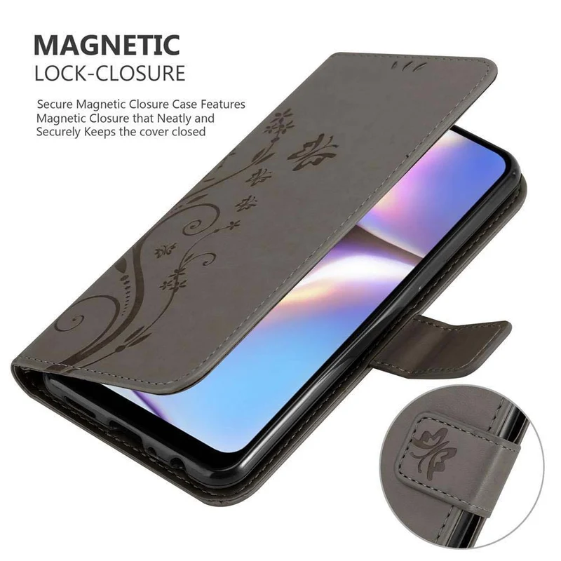 Cadorabo Hülle kompatibel mit Samsung Galaxy A10s / M01s Schutzhülle im Blumen Design mit Magnetverschluss, Standfunktion und Kartenfächern