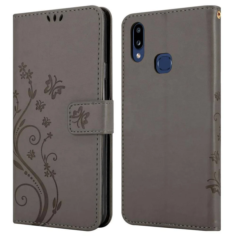 Cadorabo Hülle kompatibel mit Samsung Galaxy A10s / M01s Schutzhülle im Blumen Design mit Magnetverschluss, Standfunktion und Kartenfächern