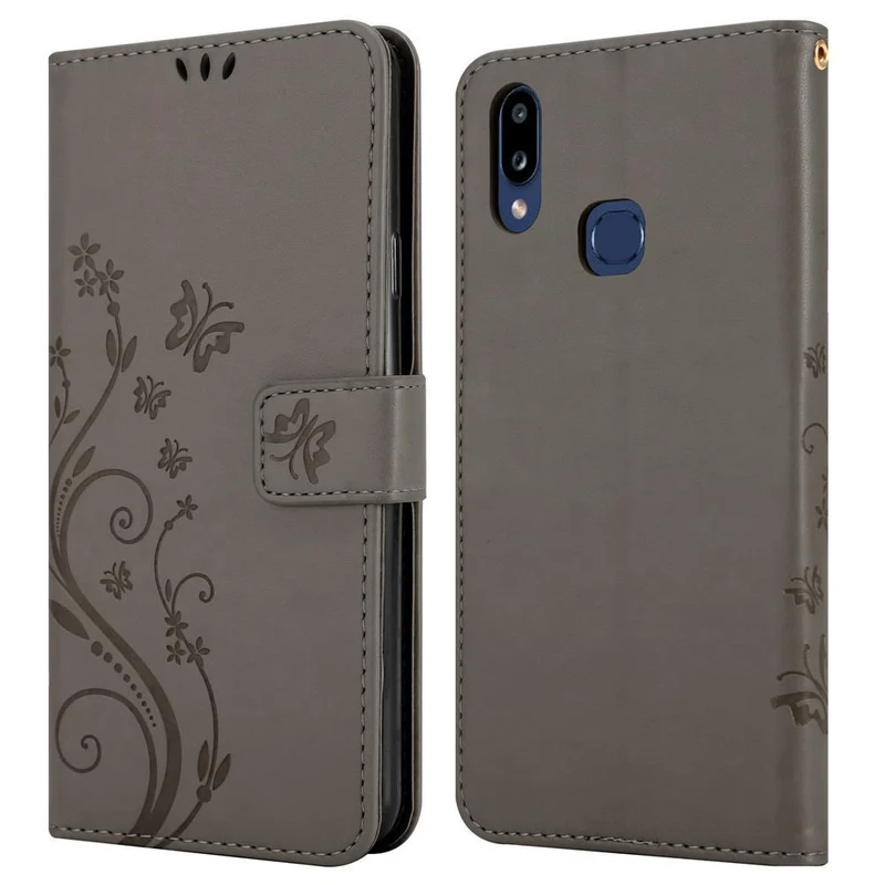 Cadorabo Hülle kompatibel mit Samsung Galaxy A10s / M01s Schutzhülle im Blumen Design mit Magnetverschluss, Standfunktion und Kartenfächern
