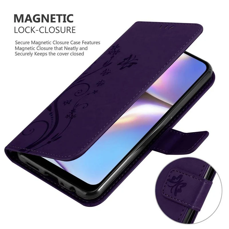 Cadorabo Hülle kompatibel mit Samsung Galaxy A10s / M01s Schutzhülle im Blumen Design mit Magnetverschluss, Standfunktion und Kartenfächern