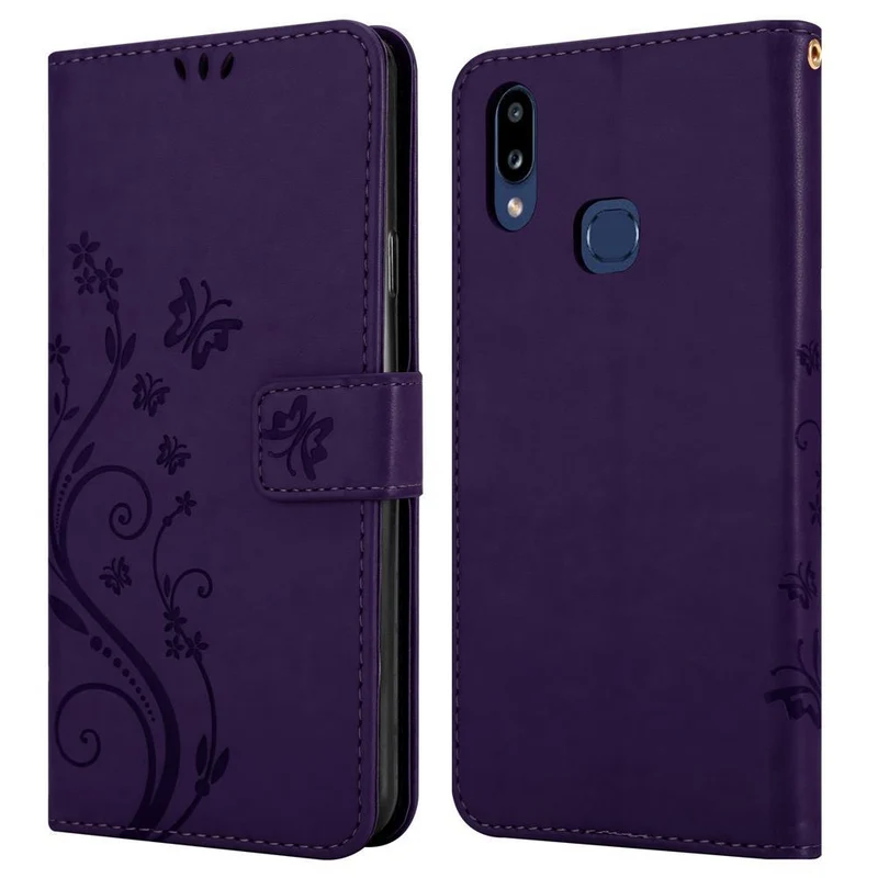 Cadorabo Hülle kompatibel mit Samsung Galaxy A10s / M01s Schutzhülle im Blumen Design mit Magnetverschluss, Standfunktion und Kartenfächern