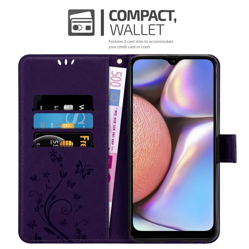 Cadorabo Hülle kompatibel mit Samsung Galaxy A10s / M01s Schutzhülle im Blumen Design mit Magnetverschluss, Standfunktion und Kartenfächern