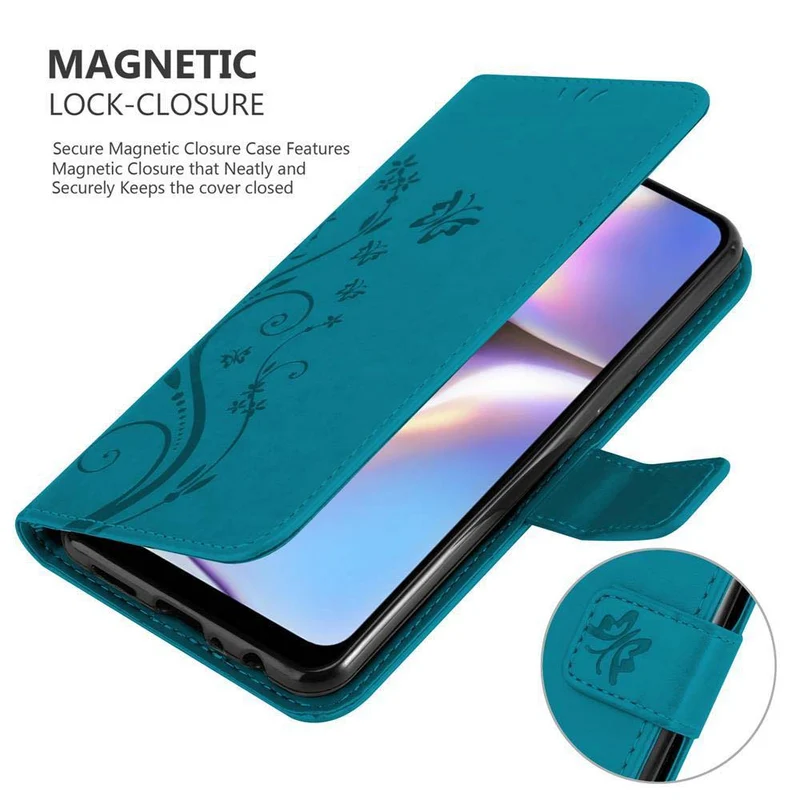 Cadorabo Hülle kompatibel mit Samsung Galaxy A10s / M01s Schutzhülle im Blumen Design mit Magnetverschluss, Standfunktion und Kartenfächern