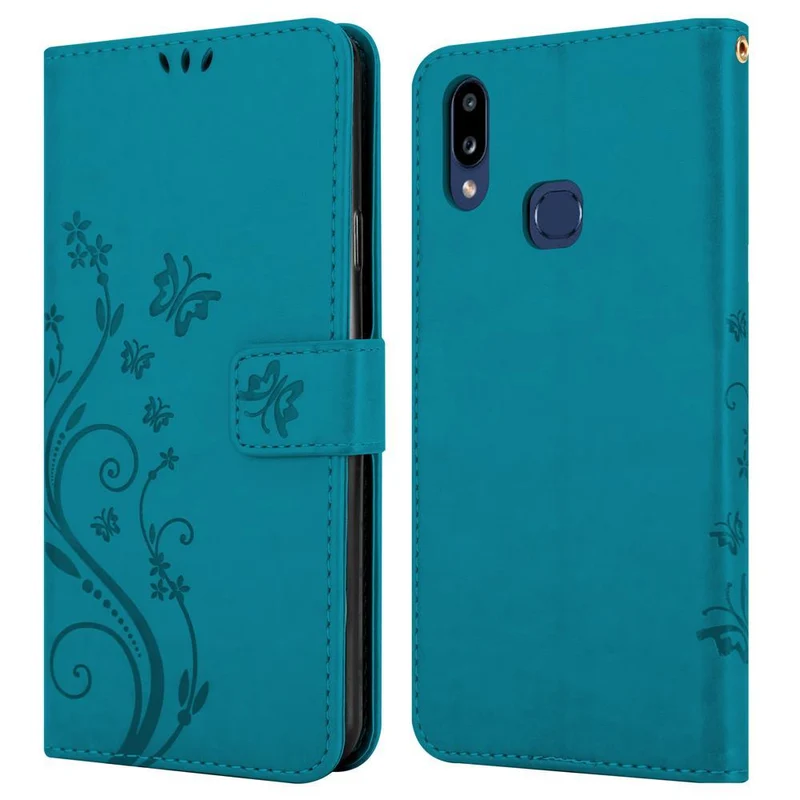Cadorabo Hülle kompatibel mit Samsung Galaxy A10s / M01s Schutzhülle im Blumen Design mit Magnetverschluss, Standfunktion und Kartenfächern