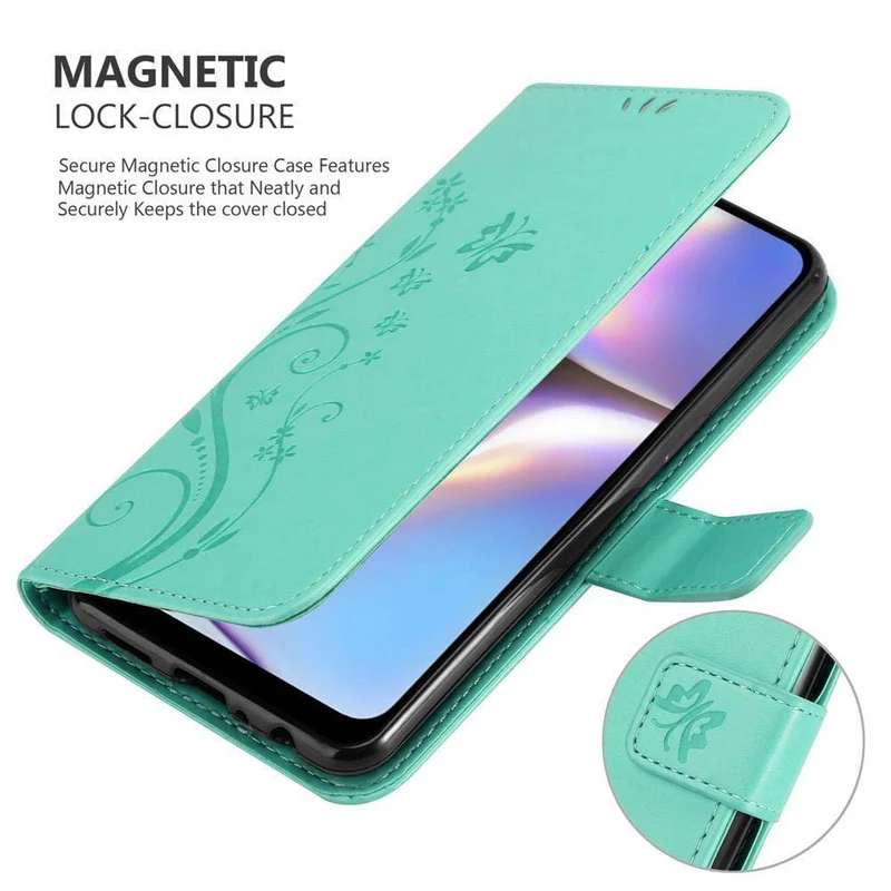 Cadorabo Hülle kompatibel mit Samsung Galaxy A10s / M01s Schutzhülle im Blumen Design mit Magnetverschluss, Standfunktion und Kartenfächern