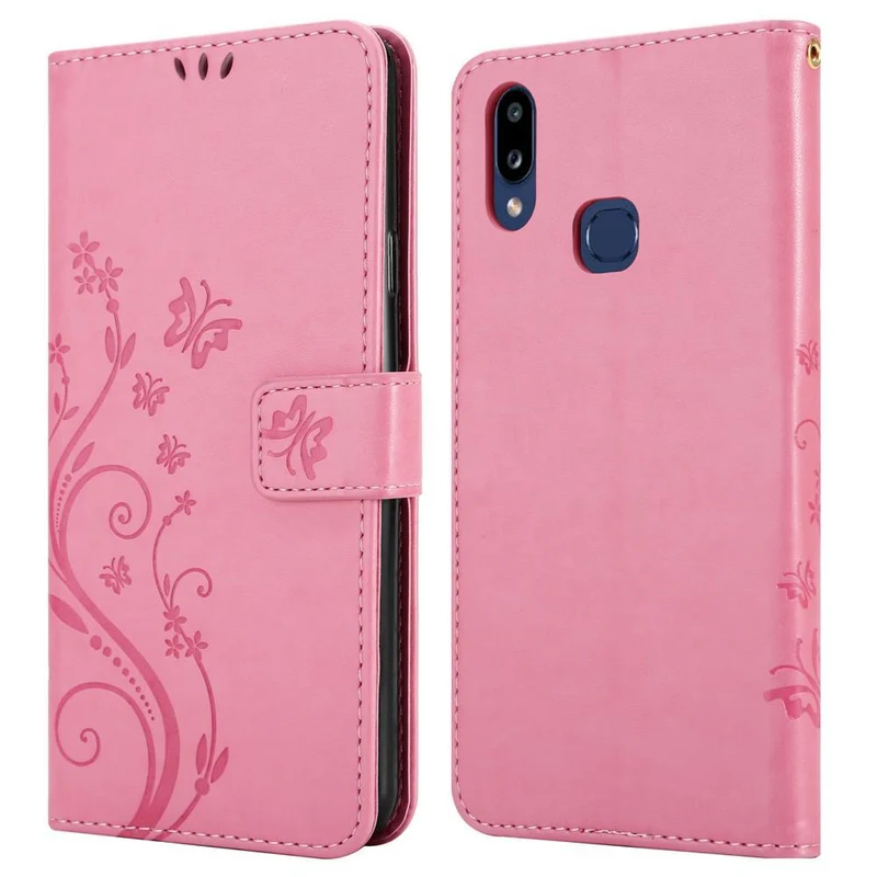 Cadorabo Hülle kompatibel mit Samsung Galaxy A10s / M01s Schutzhülle im Blumen Design mit Magnetverschluss, Standfunktion und Kartenfächern
