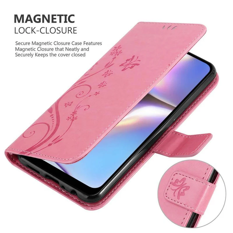 Cadorabo Hülle kompatibel mit Samsung Galaxy A10s / M01s Schutzhülle im Blumen Design mit Magnetverschluss, Standfunktion und Kartenfächern