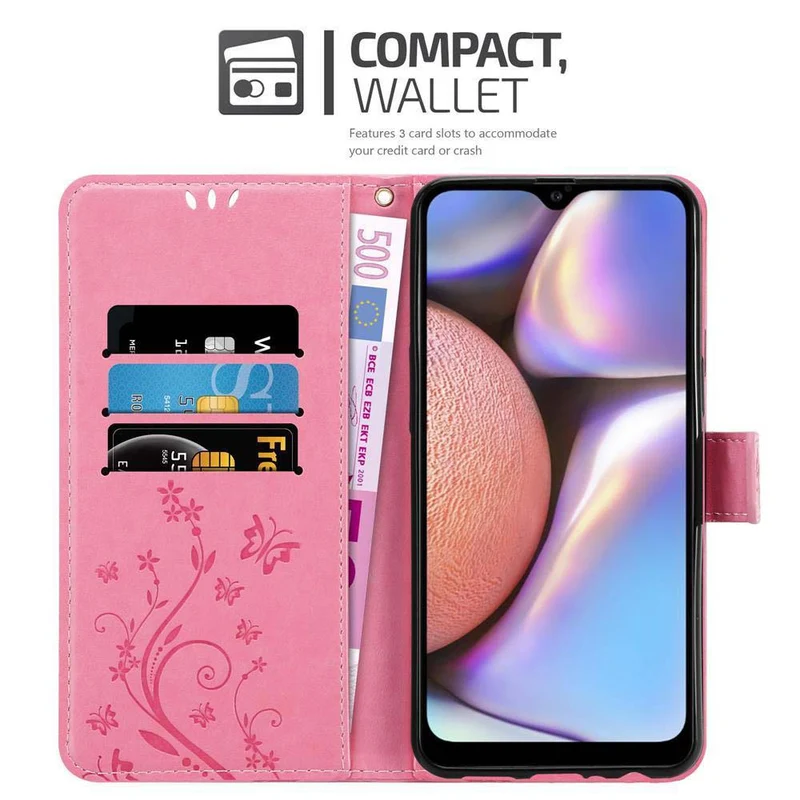 Cadorabo Hülle kompatibel mit Samsung Galaxy A10s / M01s Schutzhülle im Blumen Design mit Magnetverschluss, Standfunktion und Kartenfächern