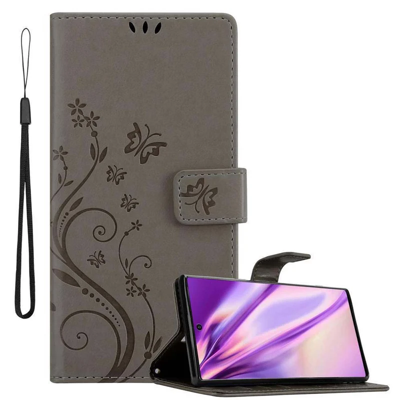Cadorabo Hülle kompatibel mit Samsung Galaxy NOTE 10 PLUS Schutzhülle im Blumen Design mit Magnetverschluss, Standfunktion und Kartenfächern