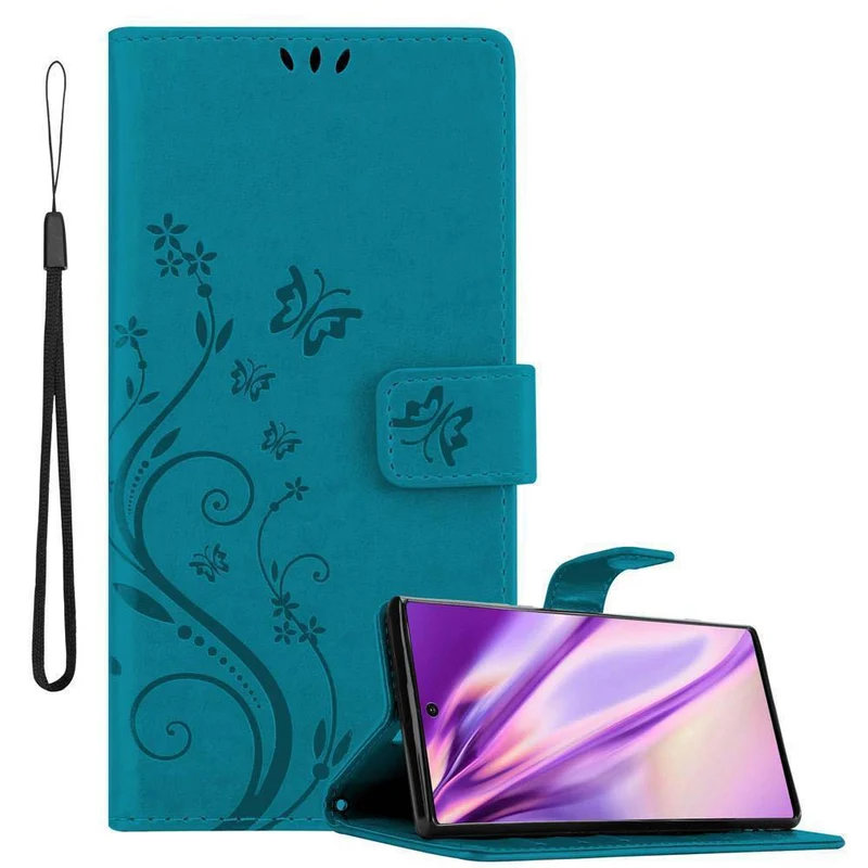 Cadorabo Hülle kompatibel mit Samsung Galaxy NOTE 10 PLUS Schutzhülle im Blumen Design mit Magnetverschluss, Standfunktion und Kartenfächern