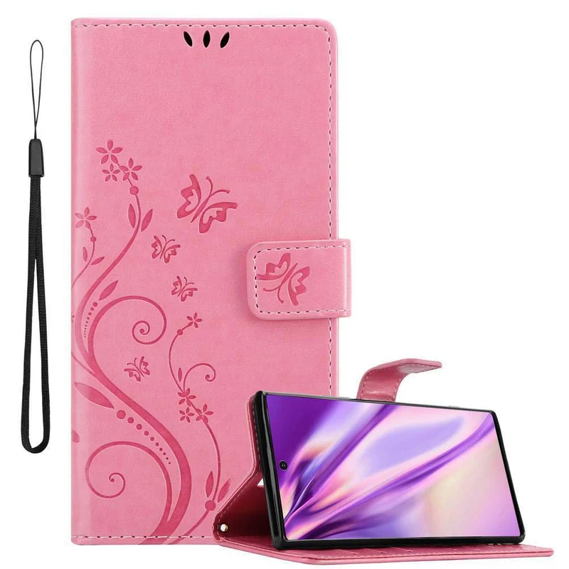 Cadorabo Hülle kompatibel mit Samsung Galaxy NOTE 10 PLUS Schutzhülle im Blumen Design mit Magnetverschluss, Standfunktion und Kartenfächern