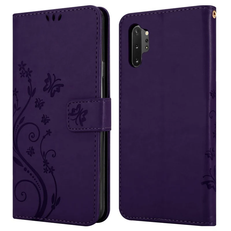 Cadorabo Hülle kompatibel mit Samsung Galaxy NOTE 10 PLUS Schutzhülle im Blumen Design mit Magnetverschluss, Standfunktion und Kartenfächern