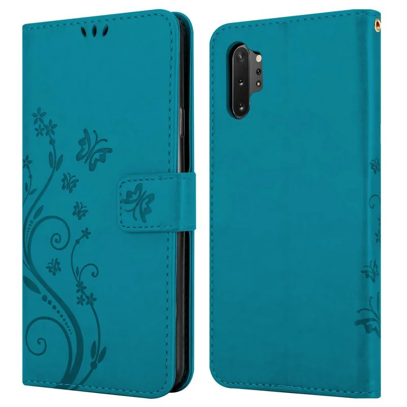 Cadorabo Hülle kompatibel mit Samsung Galaxy NOTE 10 PLUS Schutzhülle im Blumen Design mit Magnetverschluss, Standfunktion und Kartenfächern