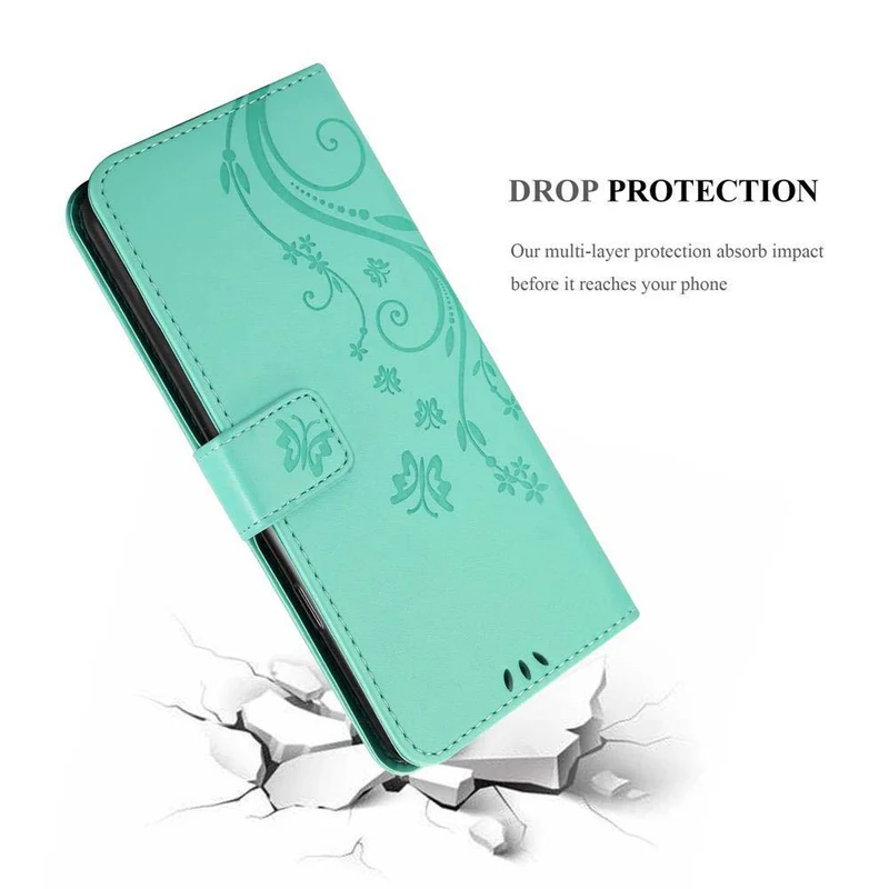 Cadorabo Hülle kompatibel mit Samsung Galaxy NOTE 10 PLUS Schutzhülle im Blumen Design mit Magnetverschluss, Standfunktion und Kartenfächern