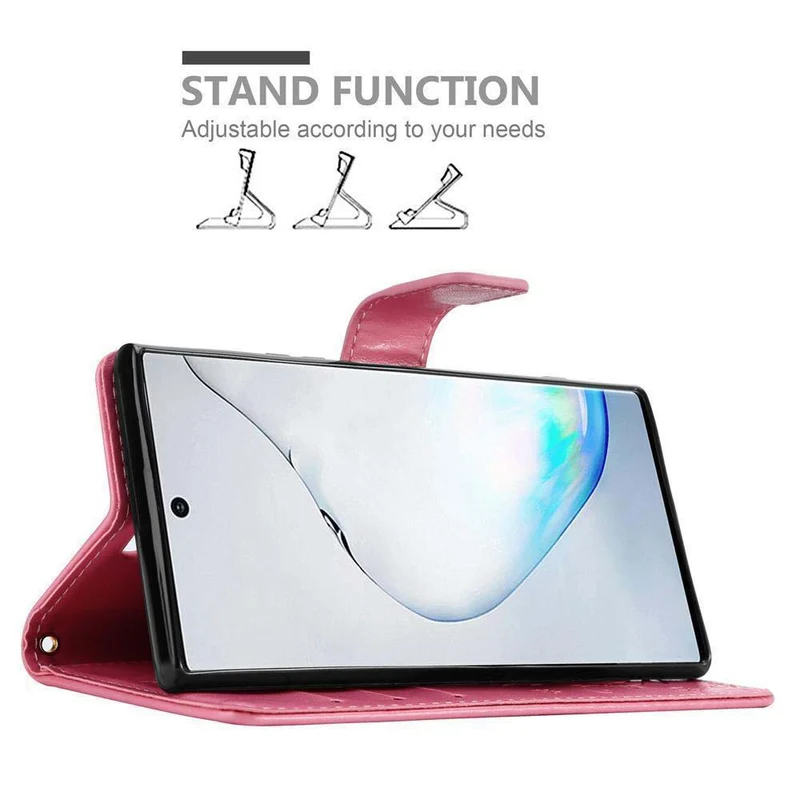 Cadorabo Hülle kompatibel mit Samsung Galaxy NOTE 10 PLUS Schutzhülle im Blumen Design mit Magnetverschluss, Standfunktion und Kartenfächern